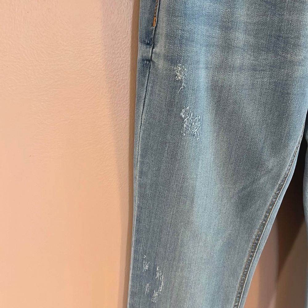 Indigo Blue Distressed Cropped Jeggings - Picture 6 of 10